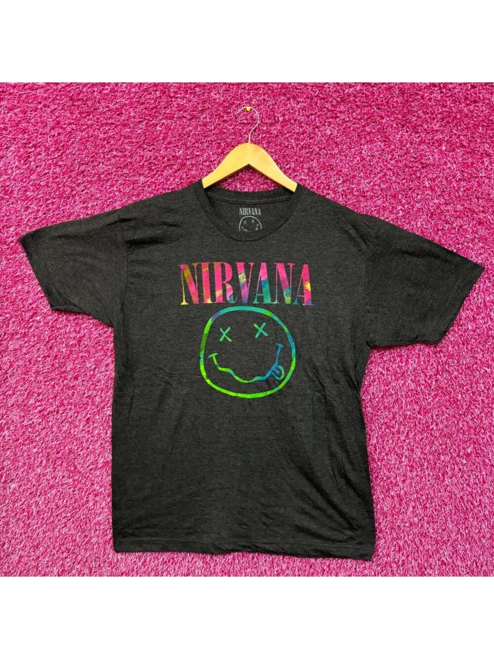 Nirvana Nevermind Dead Eyes Colorburst Smiley Grunge Tee XL